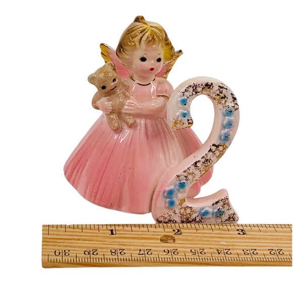 Vintage Josef Original 2 Yr Old Birthday Cake Topper Second Year Figurine Angel - Picture 2 of 12